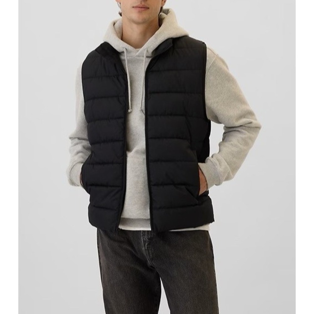 NWT Gap ColdControl Relaxed Puffer Vest Black Men's Size XL Ripstop Waterproof - Picture 3 of 10